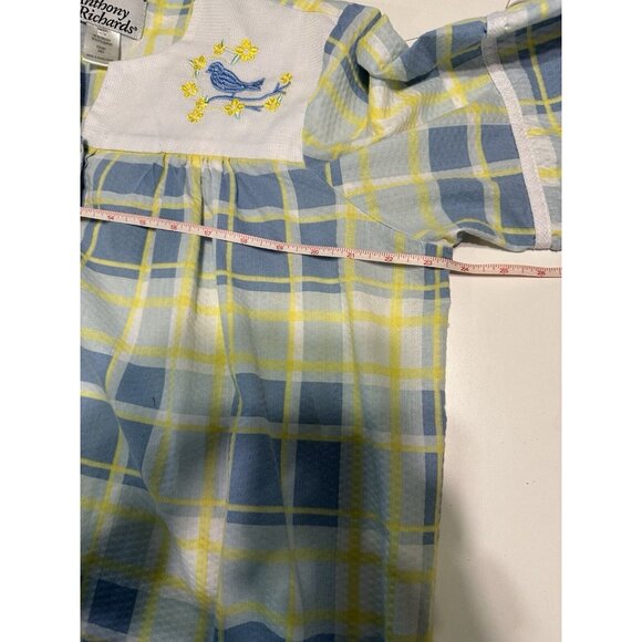 Vtg Anthony Richards ladies Med house coat Embroidered Blue Bird Pockets Snaps - Picture 6 of 7